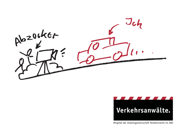 Comiczeichnung Abzocke mit einer Radarfalle Comiczeichnung Abzocke mit einer Radarfalle